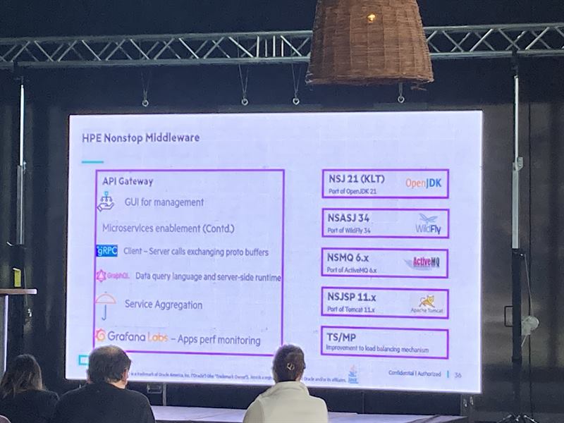 Lámina sobre la pila de middleware de HPE Nonstop