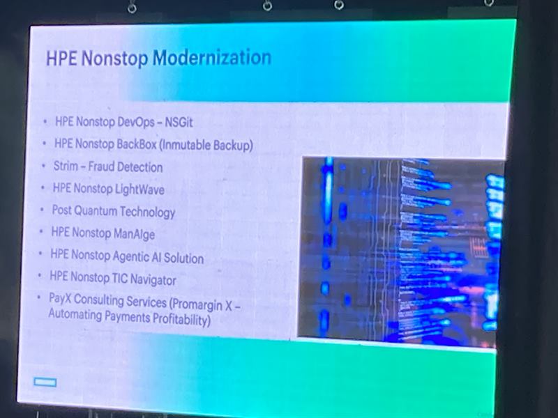 Lámina con las iniciativas de modernización de HPE Nonstop, incluida TIC Navigator