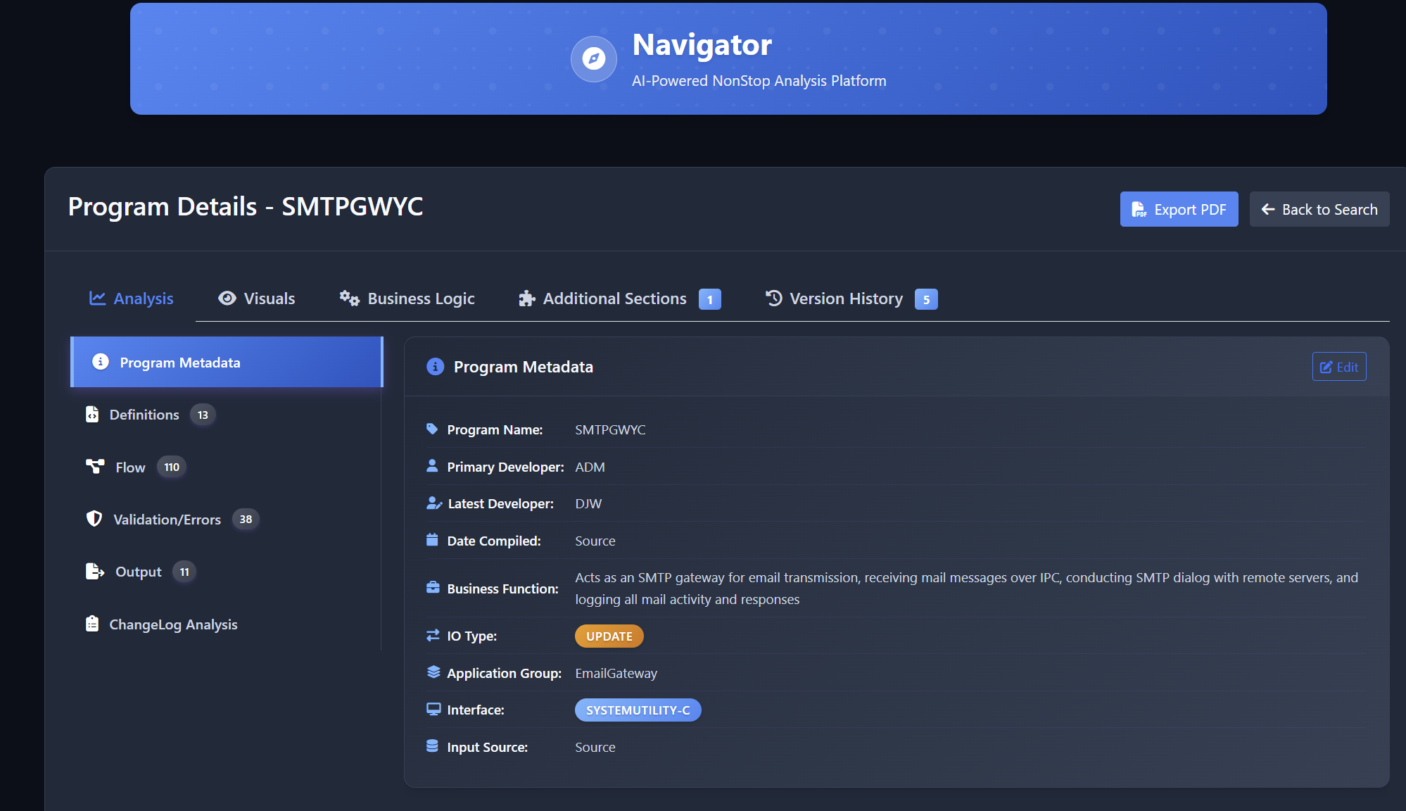TIC Navigator Sample